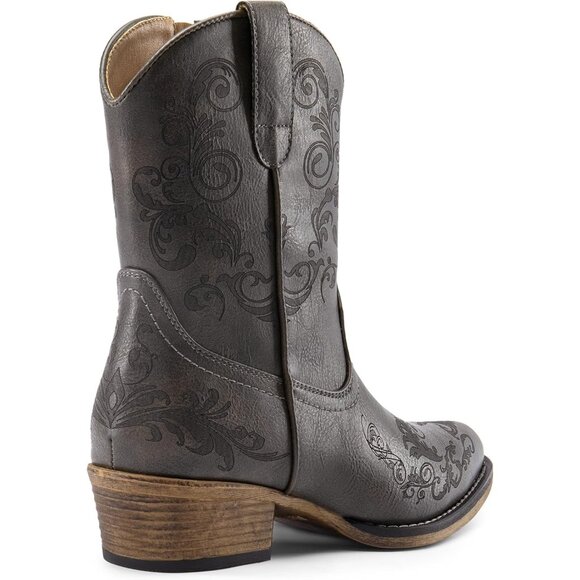 Dream Pairs Women's Grey Western Low Chunky Heels Square Toe Fall Ankle Boots - Picture 3 of 7